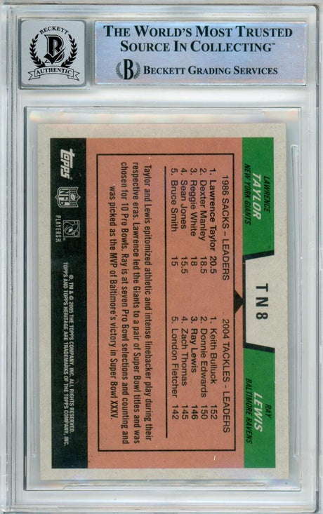 2005 Topps Heritage Then & Now #TN8 Taylor/ Lewis BGS Autograph 10