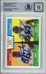 2005 Topps Heritage Then & Now #TN8 Taylor/ Lewis BGS Autograph 10