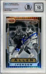 1996-97 Bowman's Best Retro #TB13 Allen Iverson RC 76ers BGS Autograph 10