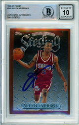 1996-97 Topps Finest Sterling #240 Allen Iverson RC 76ers BGS Autograph 10
