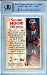 1996-97 Stadium Club Shining Moments #SM15 Allen Iverson RC 76ers BGS Auto 10