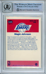 1986-87 Fleer Stickers #7 Magic Johnson Lakers BGS Autograph 10