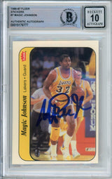 1986-87 Fleer Stickers #7 Magic Johnson Lakers BGS Autograph 10