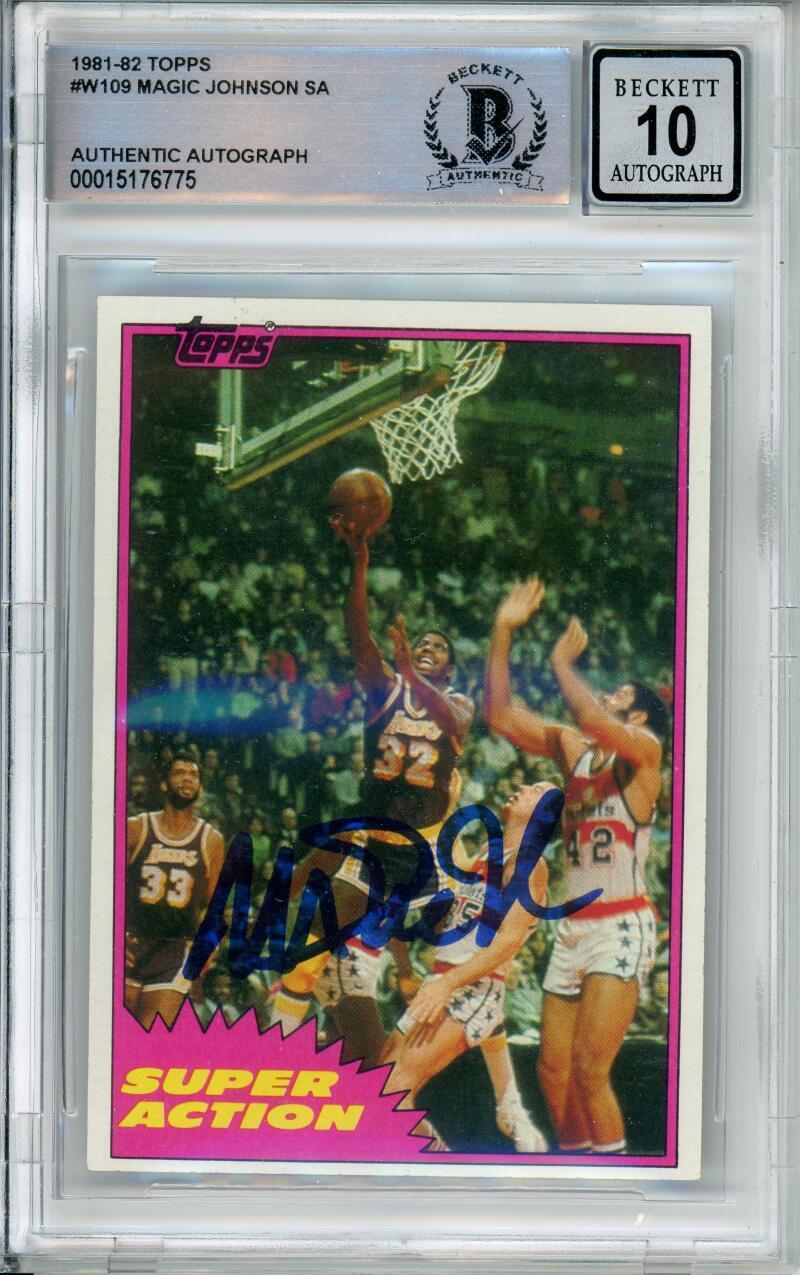 1981-82 Topps Super Action #21 Magic Johnson RC Los Angeles Lakers BGS Auto 10
