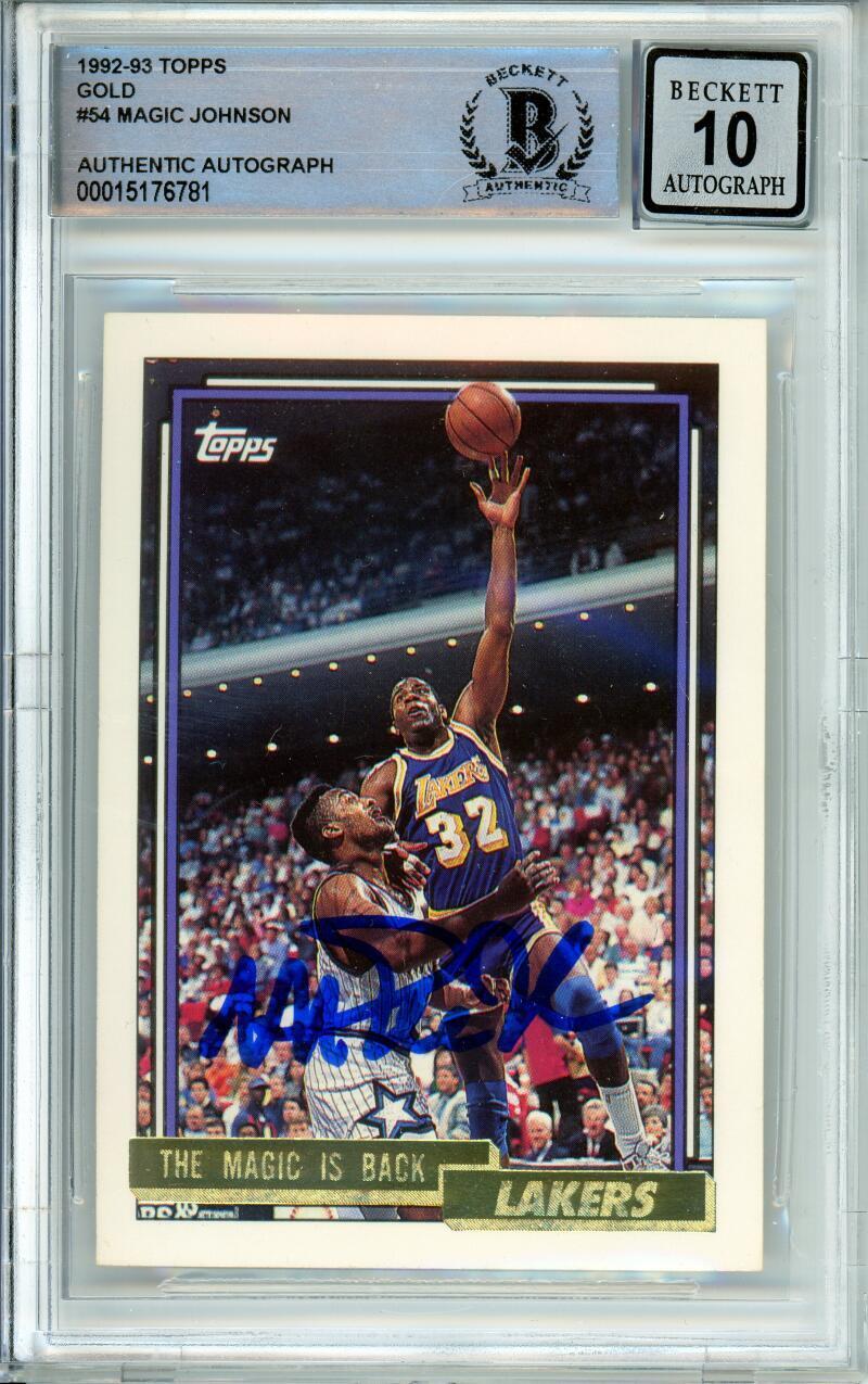 1992-93 Topps Gold #54 Magic Johnson Los Angeles Lakers BGS Autograph 10