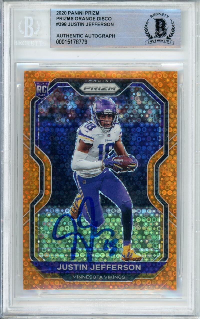 2020 Panini Orange Disco #398 Justin Jefferson RC Minnesota Vikings BGS Auto 10