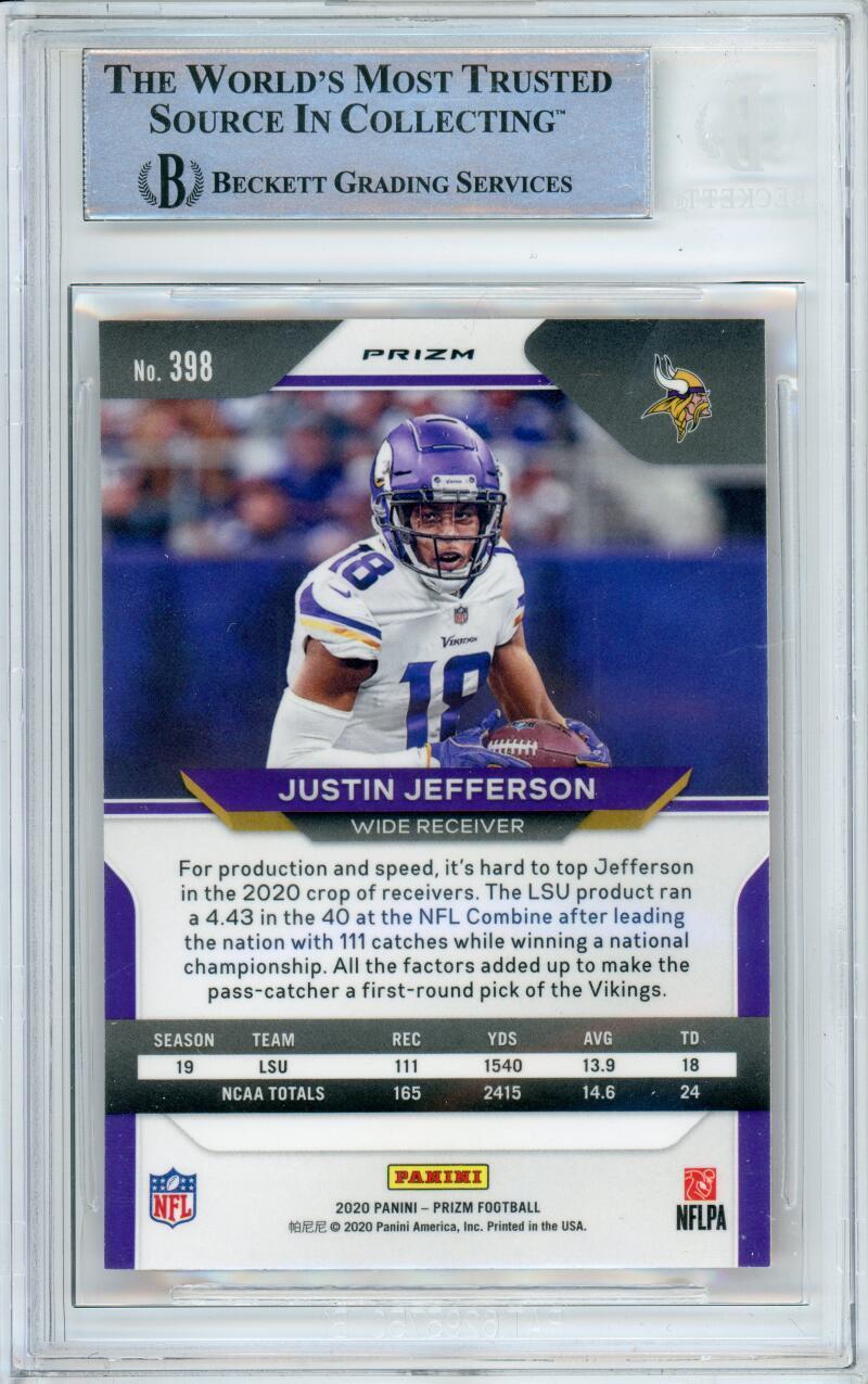 2020 Panini Orange Disco #398 Justin Jefferson RC Minnesota Vikings BGS Auto 10