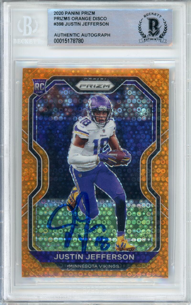 2020 Panini Orange Disco #398 Justin Jefferson RC Minnesota Vikings BGS Auto 10