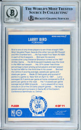 1987-88 Fleer Sticker #4 Larry Bird Boston Celtics BGS Autograph 10