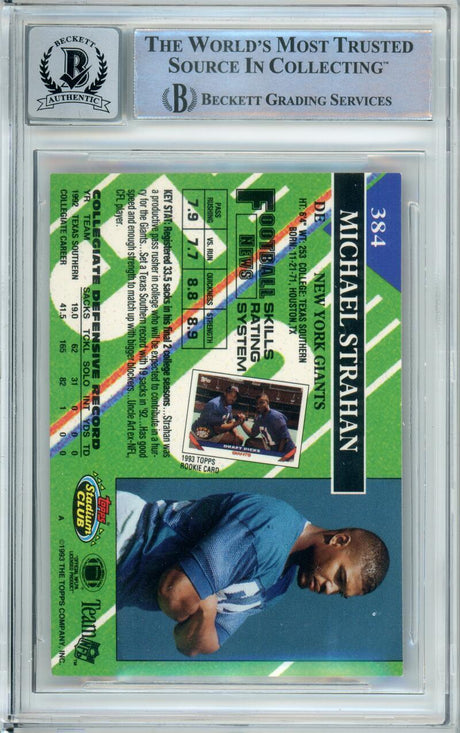 1993 Topps Stadium Club #384A Michael Strahan RC New York Giants BGS Auto 10