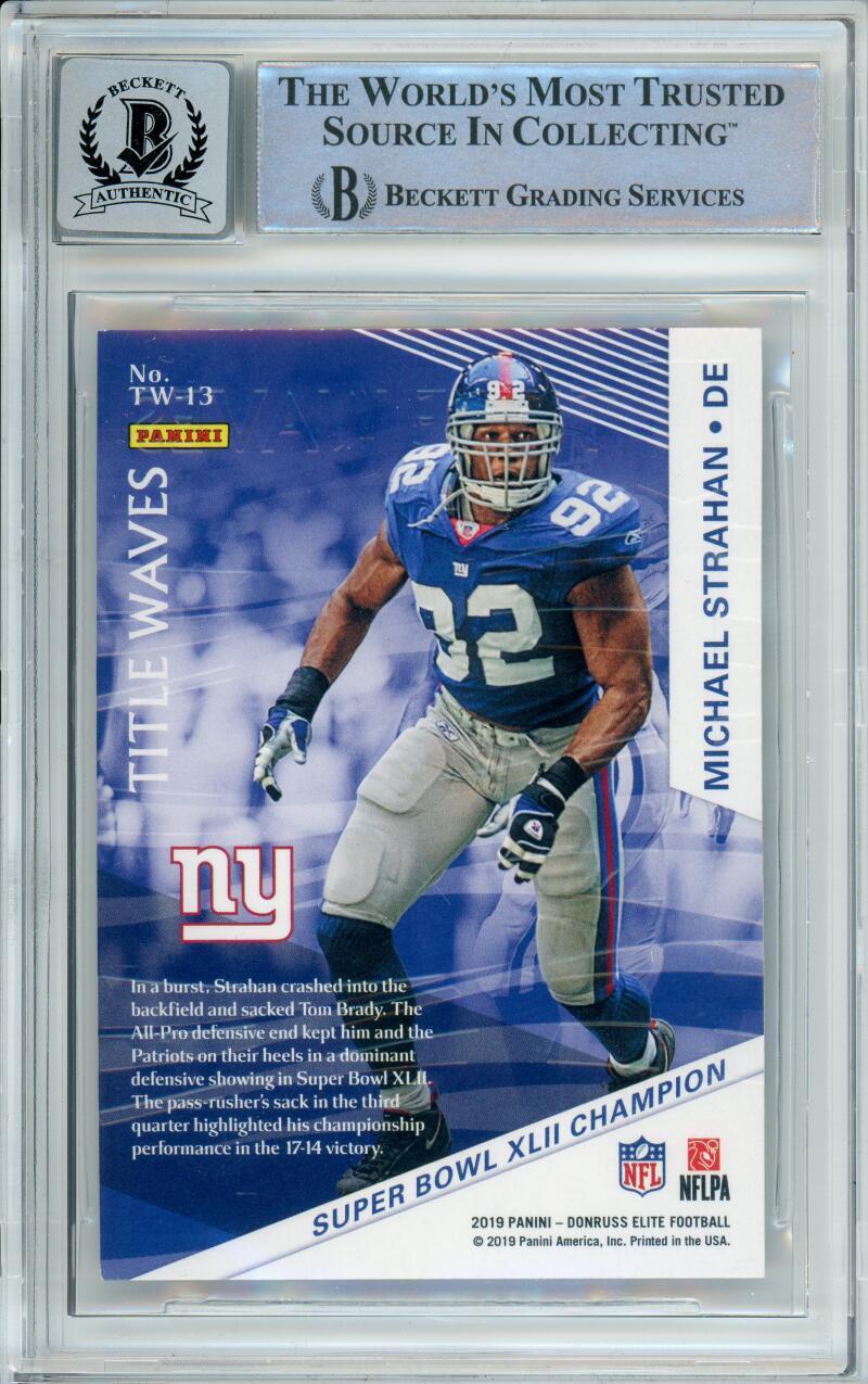 2019 Elite Title Waves #13 Michael Strahan RC New York Giants BGS Autograph 10