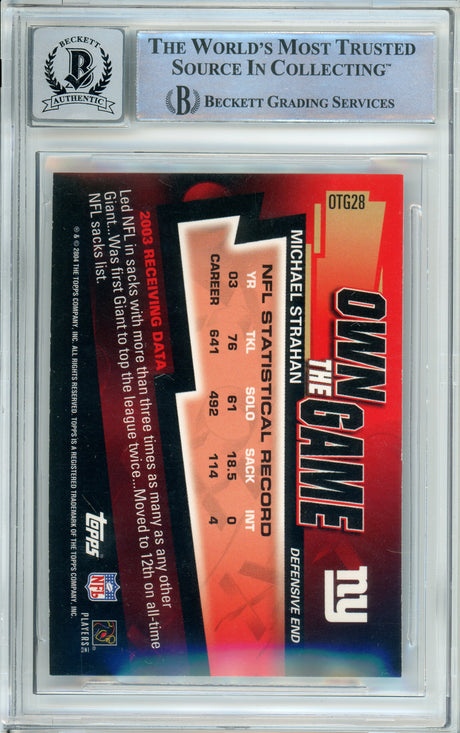 2004 Topps Own The Game #OTG28 Michael Strahan Giants BGS Autograph 10