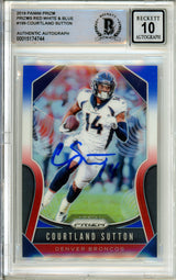 2019 Panini Prizm Red, White, Blue #199 Courtland Sutton Broncos BGS Autograph 10
