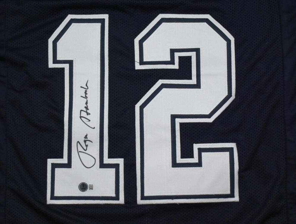 Roger Staubach Autographed Blue Pro Style Jersey-Beckett W Hologram *Black