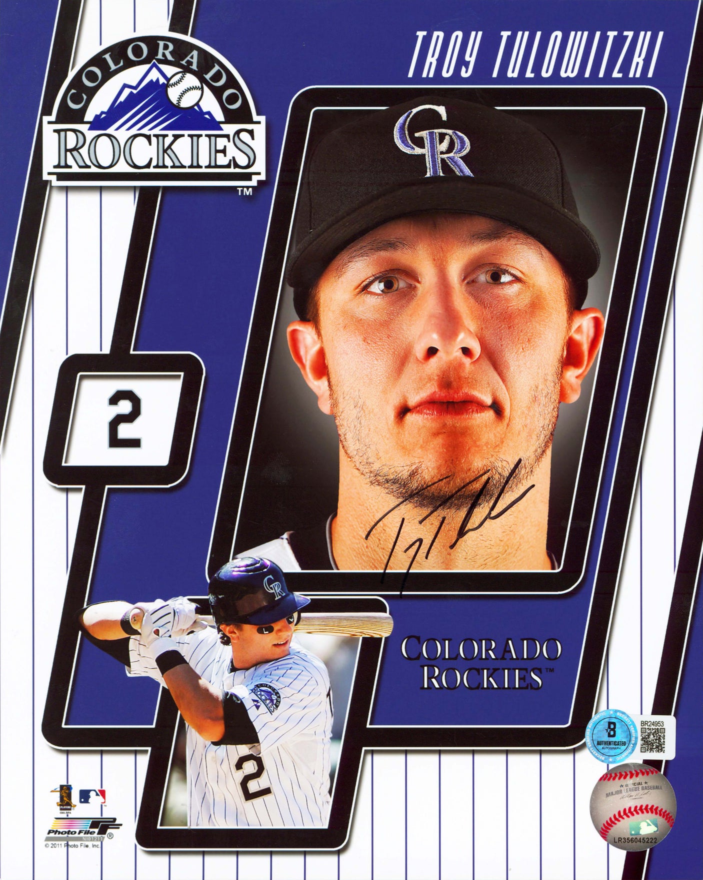 Rockies Troy Tulowitzki Authentic Signed 8x10 Vertical Photo BAS #BR24953