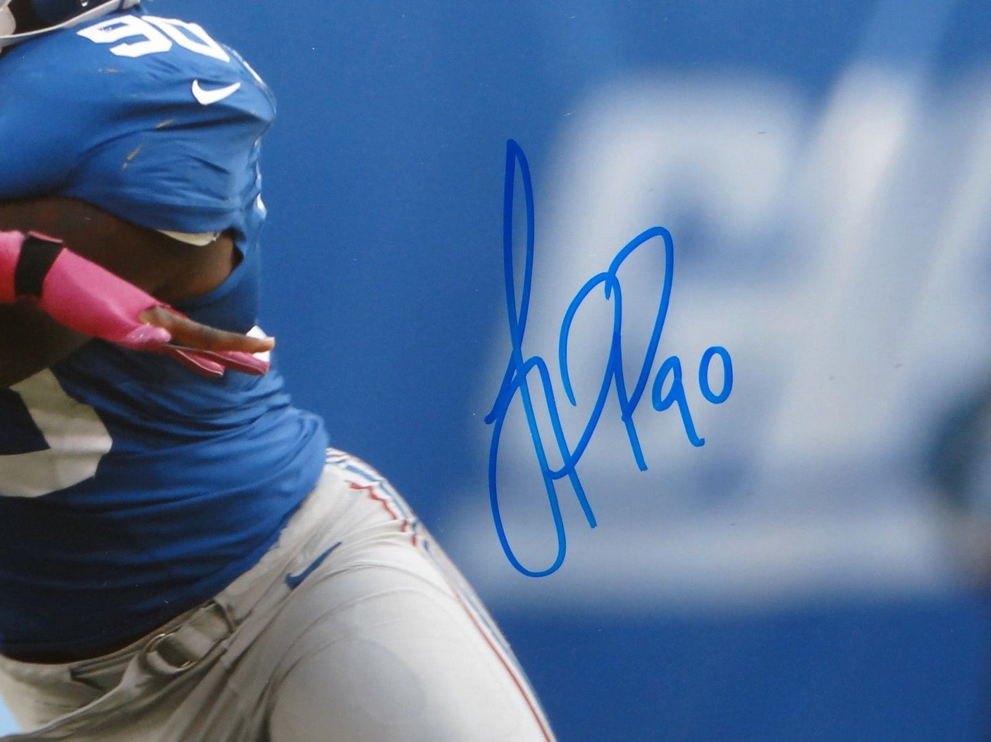 Jason Pierre Paul Autographed 16x20 Going After RG3 Photo- JSA W Authenticated