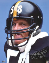 Jack Lambert Signed Steelers 16x20 Mean Close Up Photo w/HOF- Beckett W Hologram