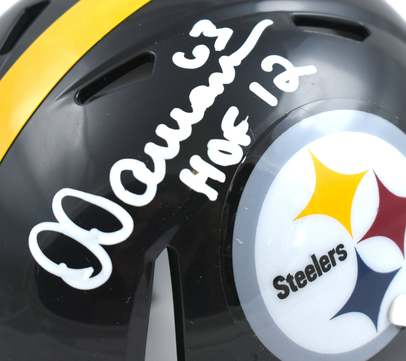 Dermontti Dawson Autographed Steelers Speed Mini Helmet w/HOF - Beckett W Holo
