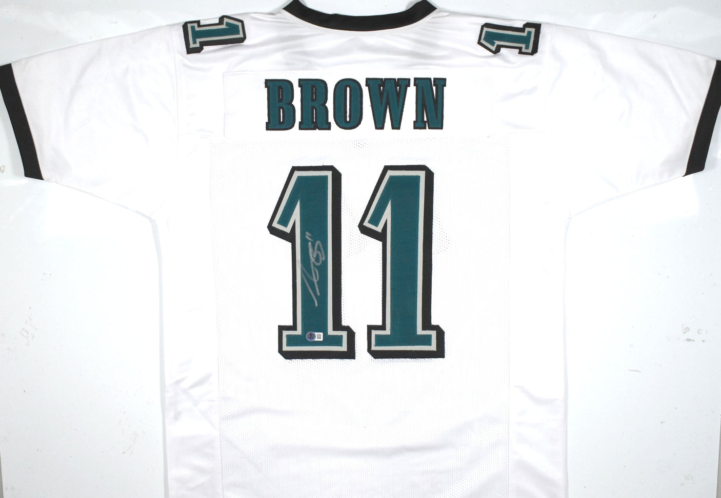 AJ Brown Autographed White Pro Style Jersey-Beckett W Hologram *Silver *L1