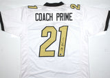 Deion Sanders Autographed Coach Prime White College Style Jersey-Beckett W Holo
