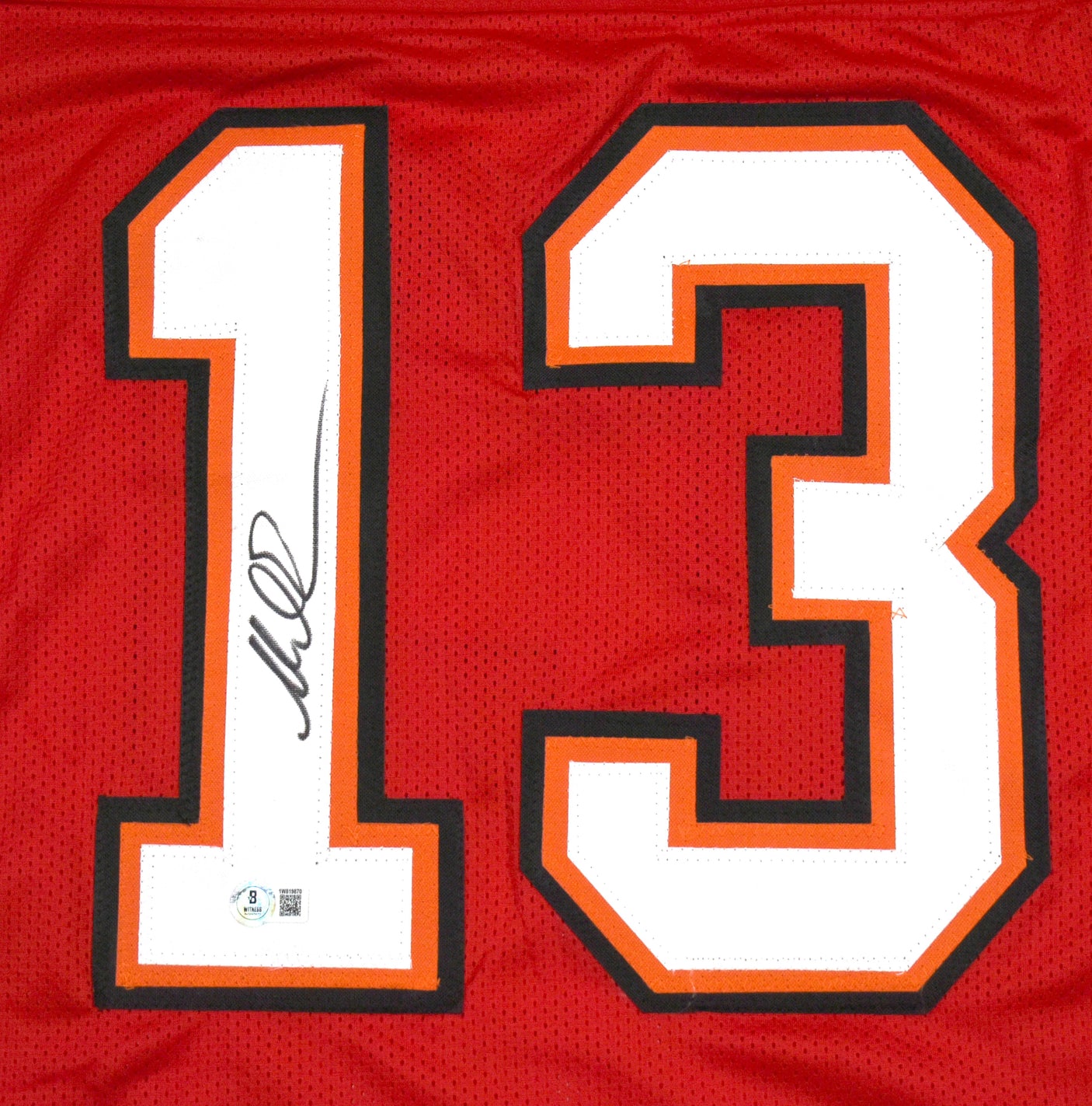 Mike Evans Autographed Red Pro Style Jersey- Beckett W Hologram *Black