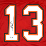 Mike Evans Autographed Red Pro Style Jersey- Beckett W Hologram *Black