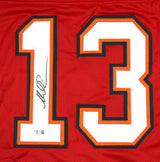 Mike Evans Autographed Red Pro Style Jersey- Beckett W Hologram *Black