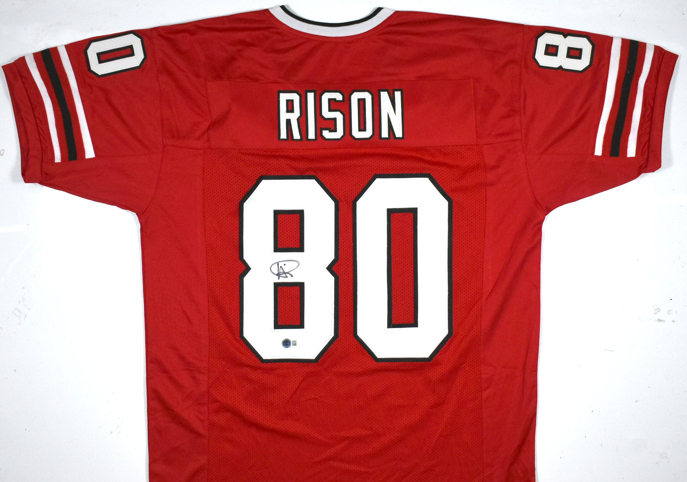 Andre Rison Autographed Red Pro Style Jersey - Beckett W Hologram *Black