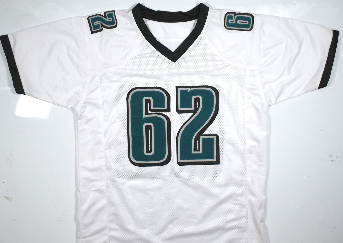 Jason Kelce Autographed White Pro Style Jersey - PSA *Silver