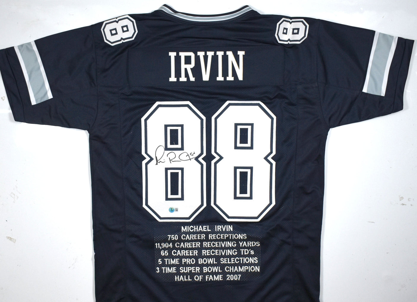 Michael Irvin Autographed Blue Pro Style Stat Jersey - Beckett W Hologram *Black