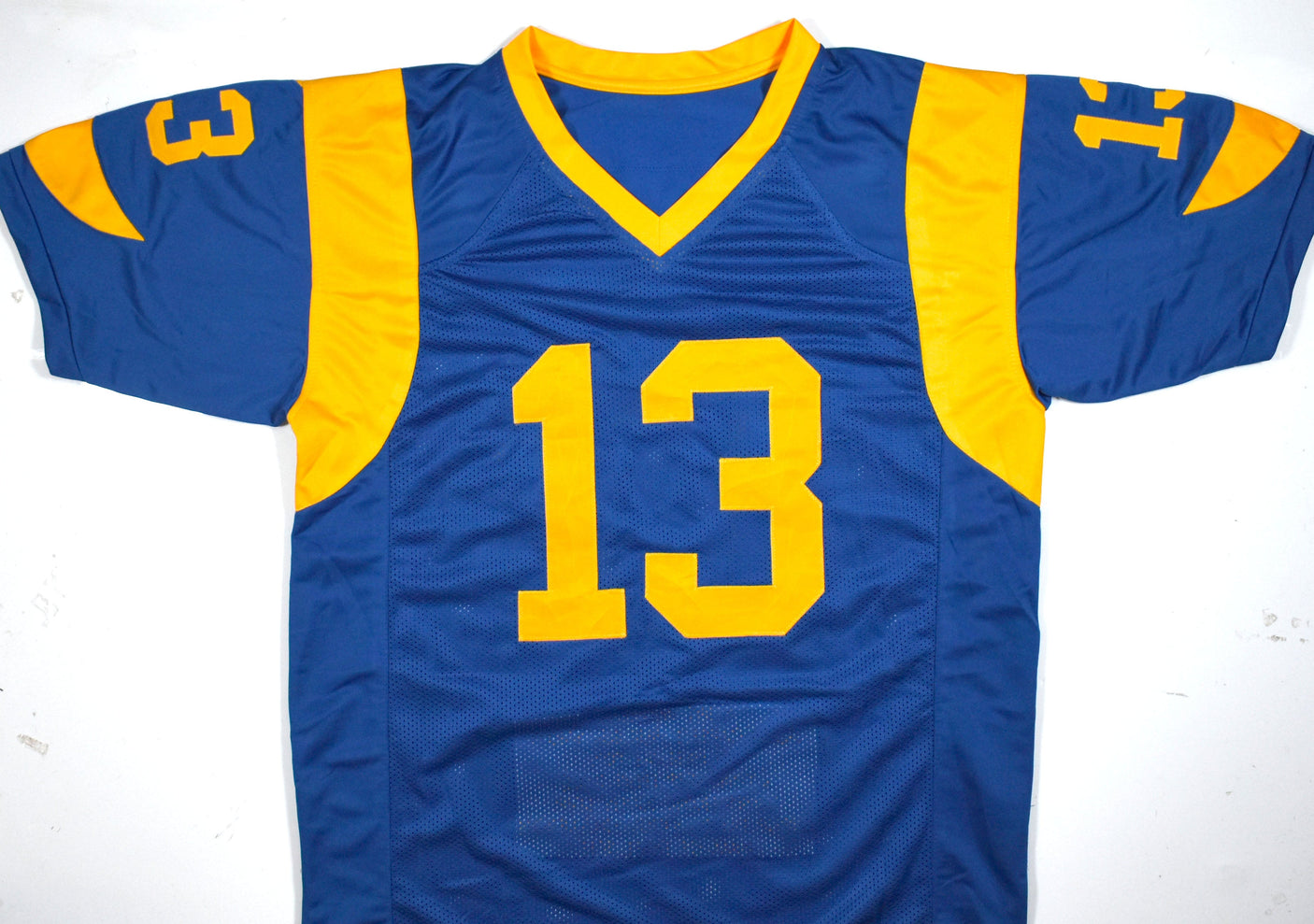 Kurt Warner Autographed Blue Yellow Pro Style STAT Jersey-Beckett W Hologram