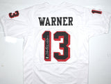 Kurt Warner Autographed White Pro Style Jersey-Beckett W Hologram *Silver