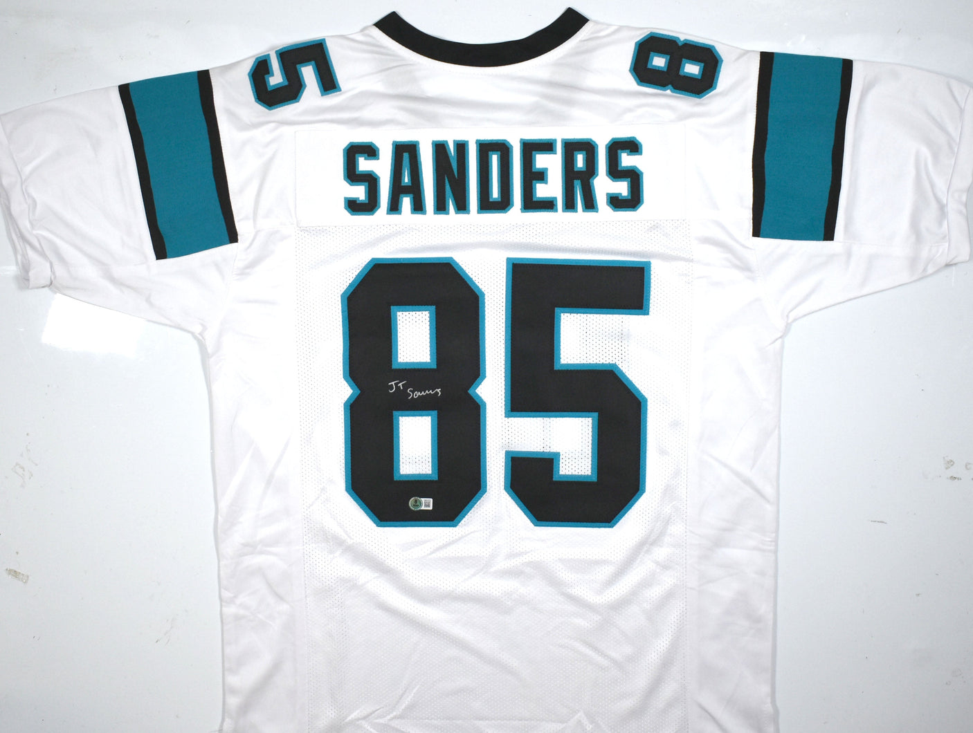Ja'Tavion Sanders Autographed White Pro Style Jersey - Beckett W Hologram