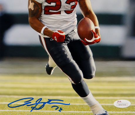 Arian Foster Autographed Texans 8x10 Vertical Running In White Photo- JSA W Auth