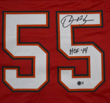 Derrick Brooks Autographed Red Pro Style Jersey w/HOF- Beckett W Hologram *Black