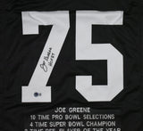 Joe Greene Autographed Black Pro Style STAT Jersey w/ HOF-Beckett W Hologram