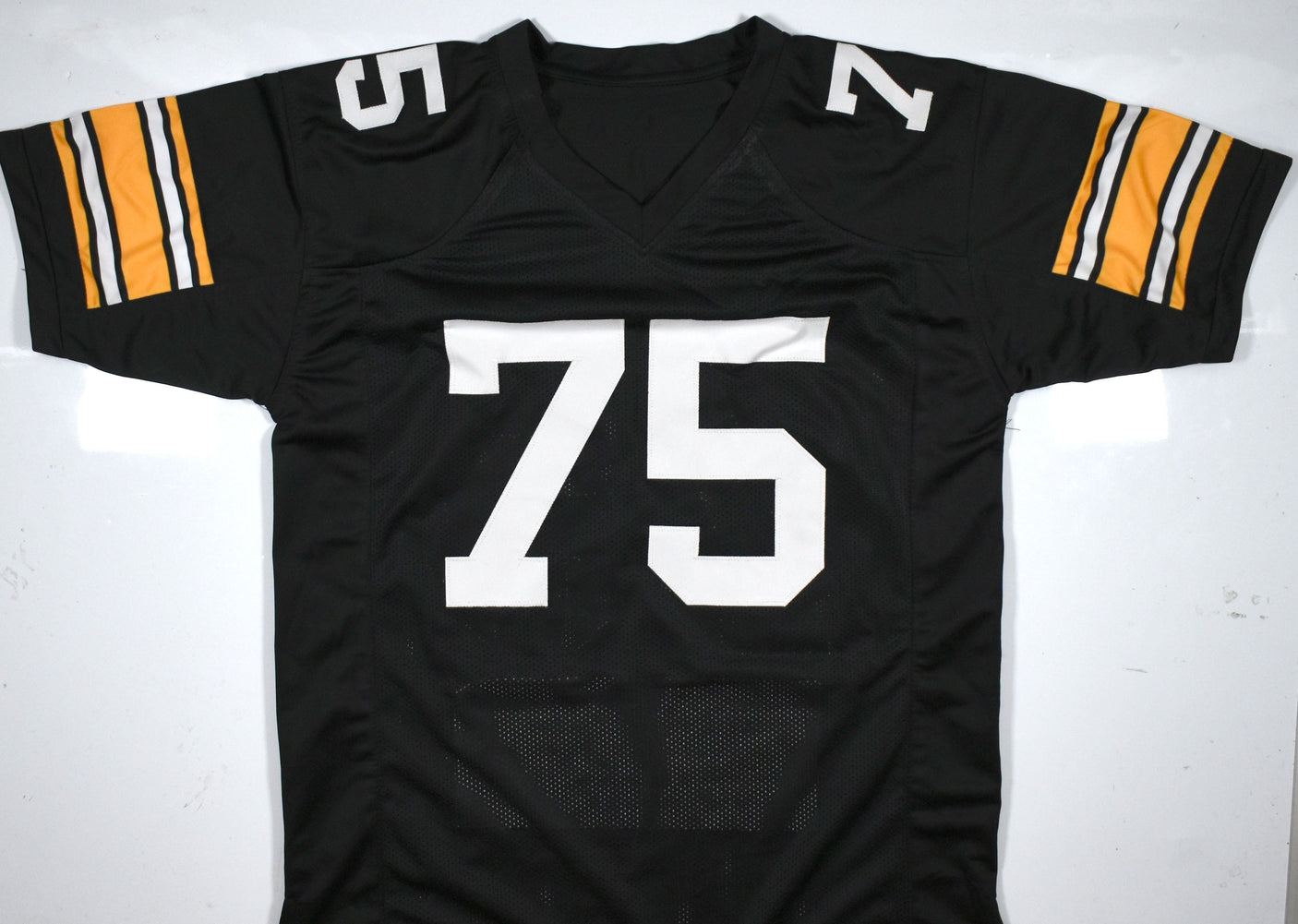 Joe Greene Autographed Black Pro Style STAT Jersey w/ HOF-Beckett W Hologram