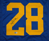 Marshall Faulk Autographed Blue Yellow Pro Style Jersey - Beckett W Hologram