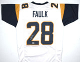 Marshall Faulk Autographed White Pro Style Jersey - Beckett W Hologram *Silver