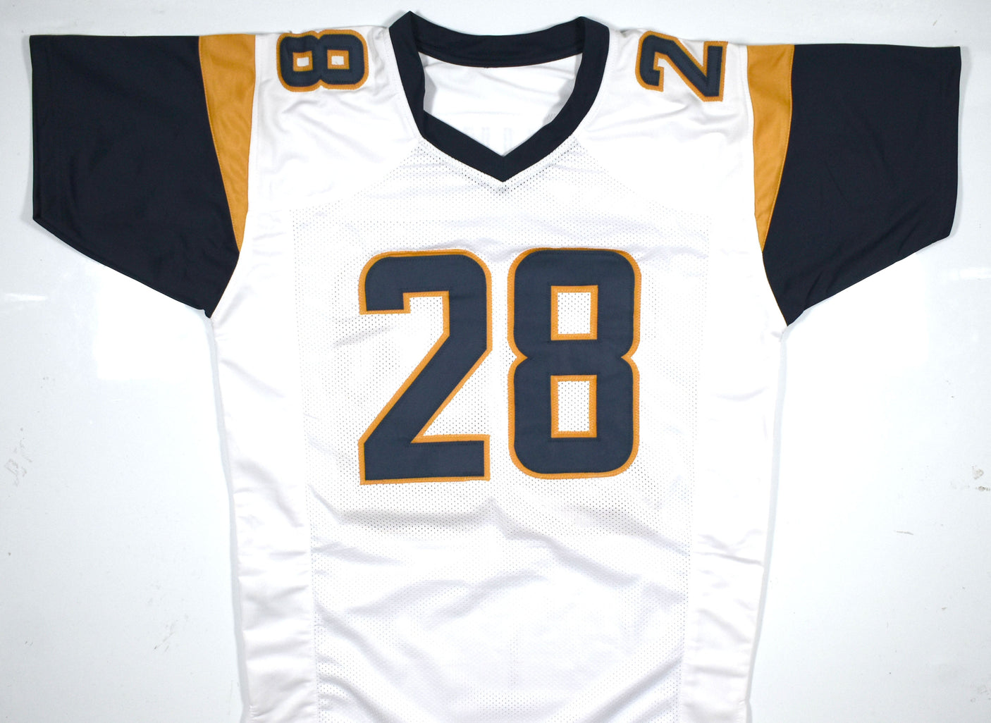 Marshall Faulk Autographed White Pro Style Jersey - Beckett W Hologram *Silver