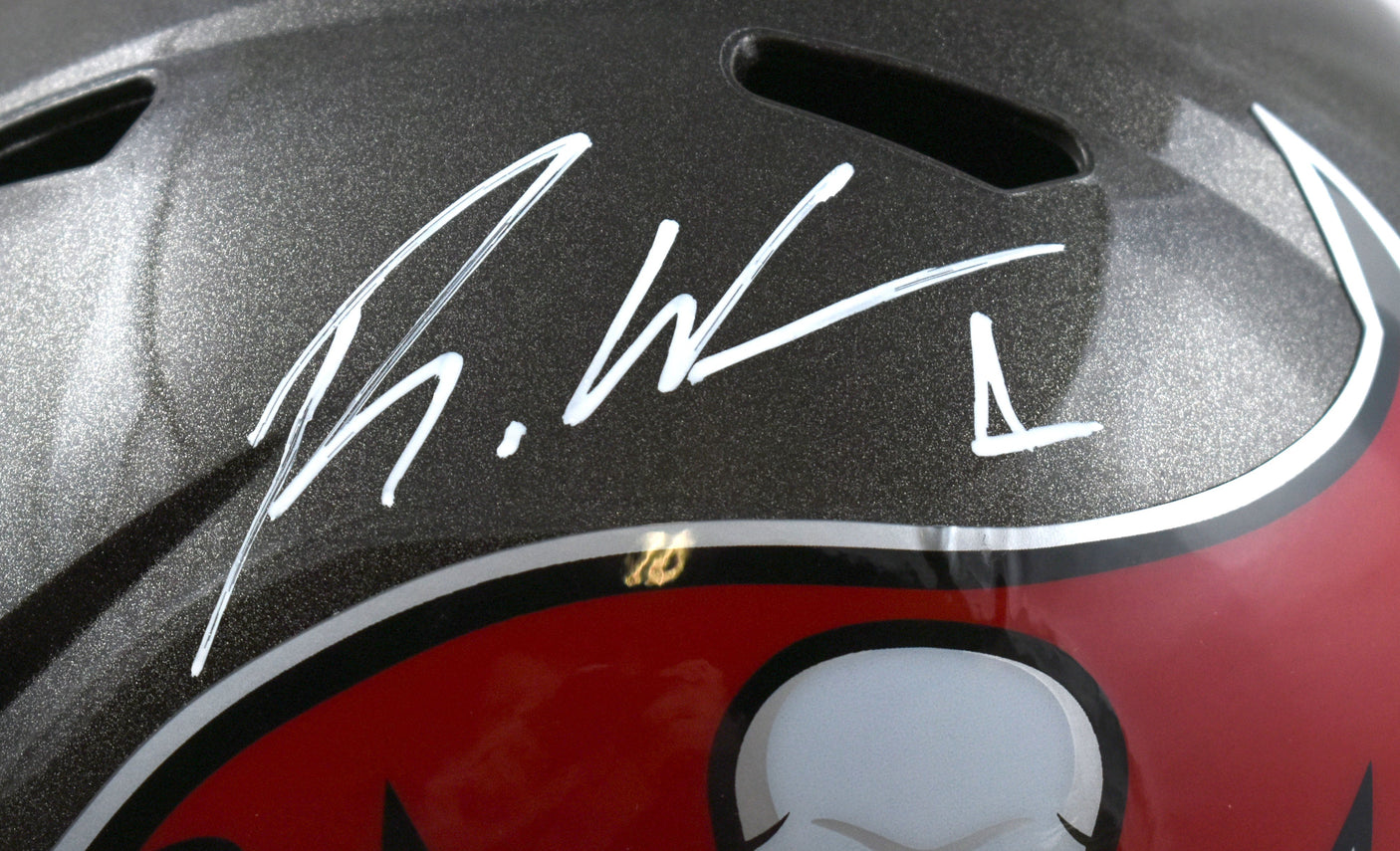 Rachaad White Autographed Tampa Bay Buccaneers F/S Speed Helmet- Beckett W Holo