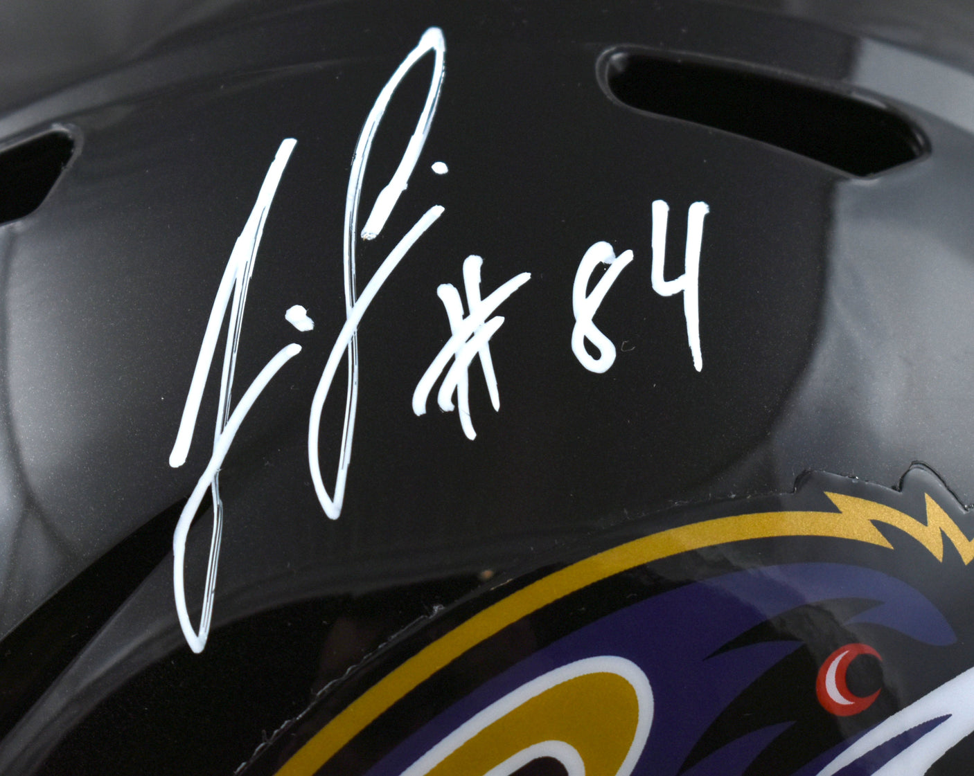 Jermaine Lewis Autographed Baltimore Ravens F/S Speed Helmet- Beckett W Hologram