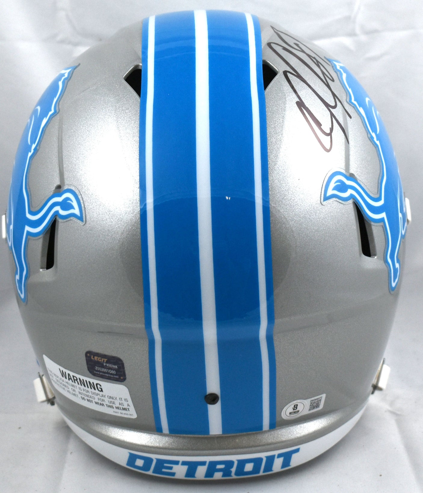 Calvin Johnson Autographed Detroit Lions F/S 2024 Speed Helmet- Beckett W Holo
