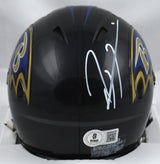 Ray Lewis Autographed Baltimore Ravens Speed Mini Helmet - Beckett W Holo *White