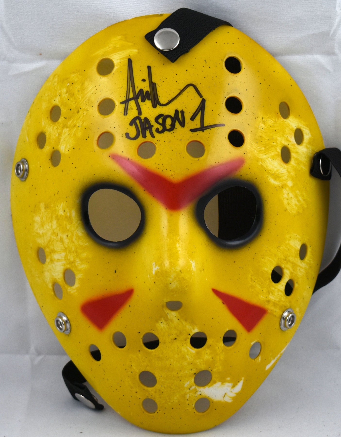 Ari Lehman Signed Friday The 13th Yellow Jason Mask w/Jason 1-Beckett W Hologram