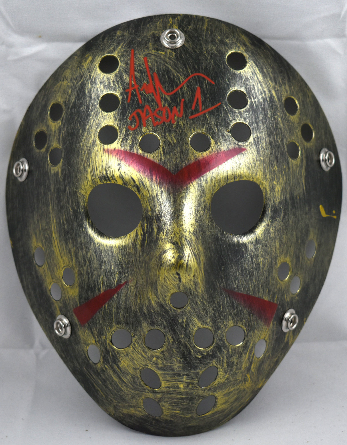 Ari Lehman Signed Friday The 13th Gold Jason Mask w/Jason 1-Beckett W Hologram