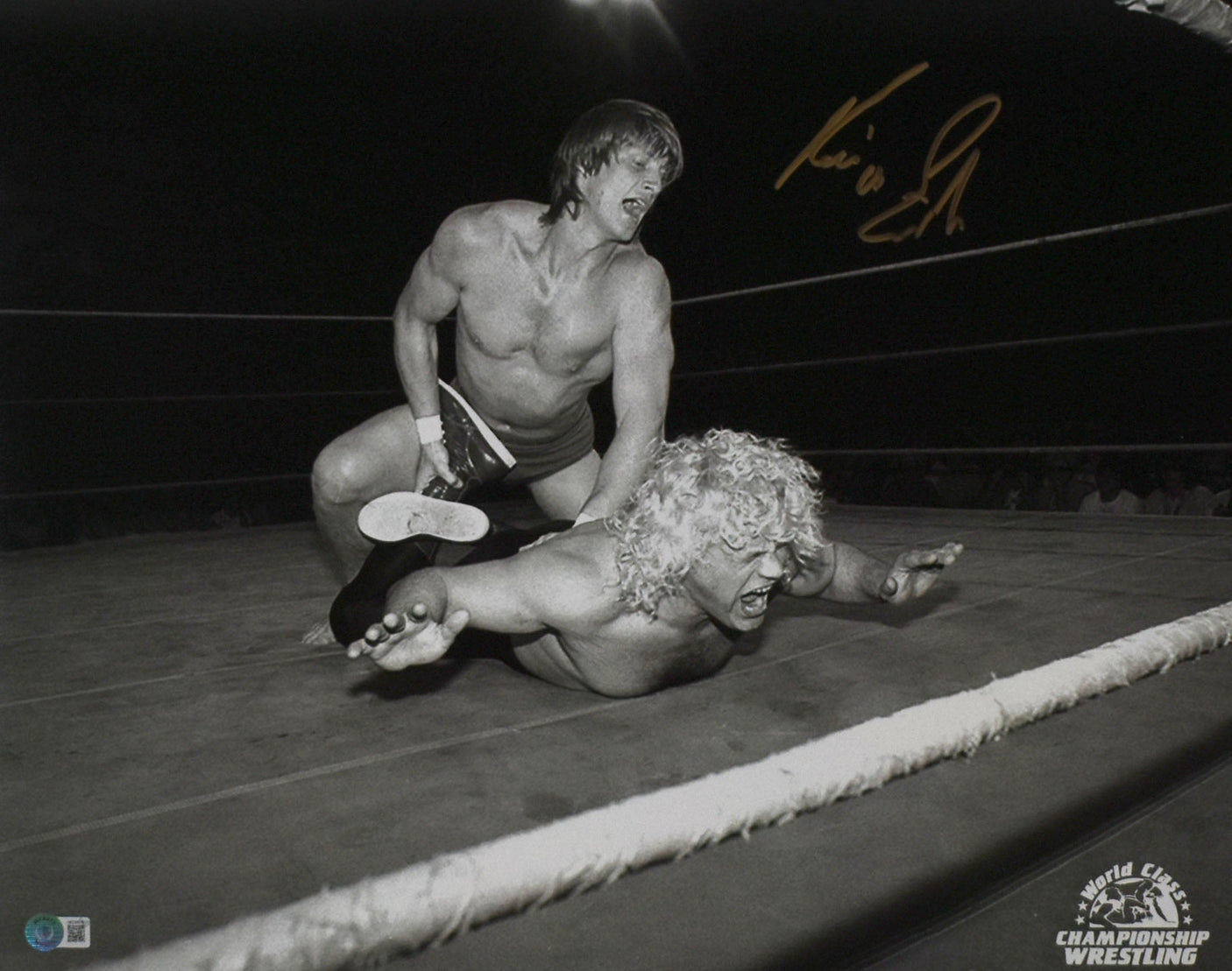 Kevin Von Erich Autographed 16x20 B/W The Iron Claw Photo- Beckett W Holo *Gold