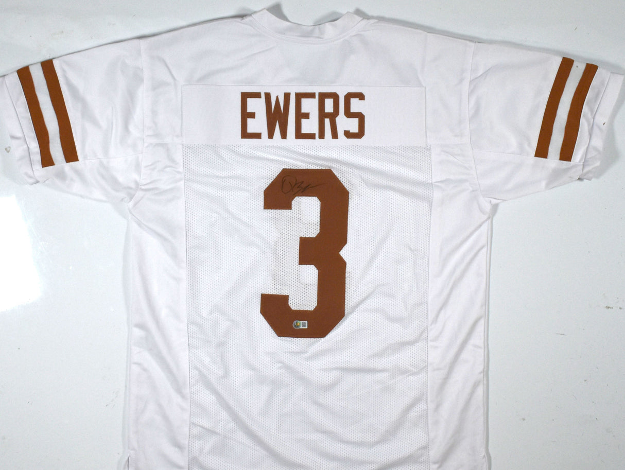 Quinn Ewers Autographed White College Style Jersey - Beckett W Hologram*Black
