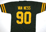 Lukas Van Ness Autographed Green Yellow # Pro Style Jersey - Beckett W Hologram