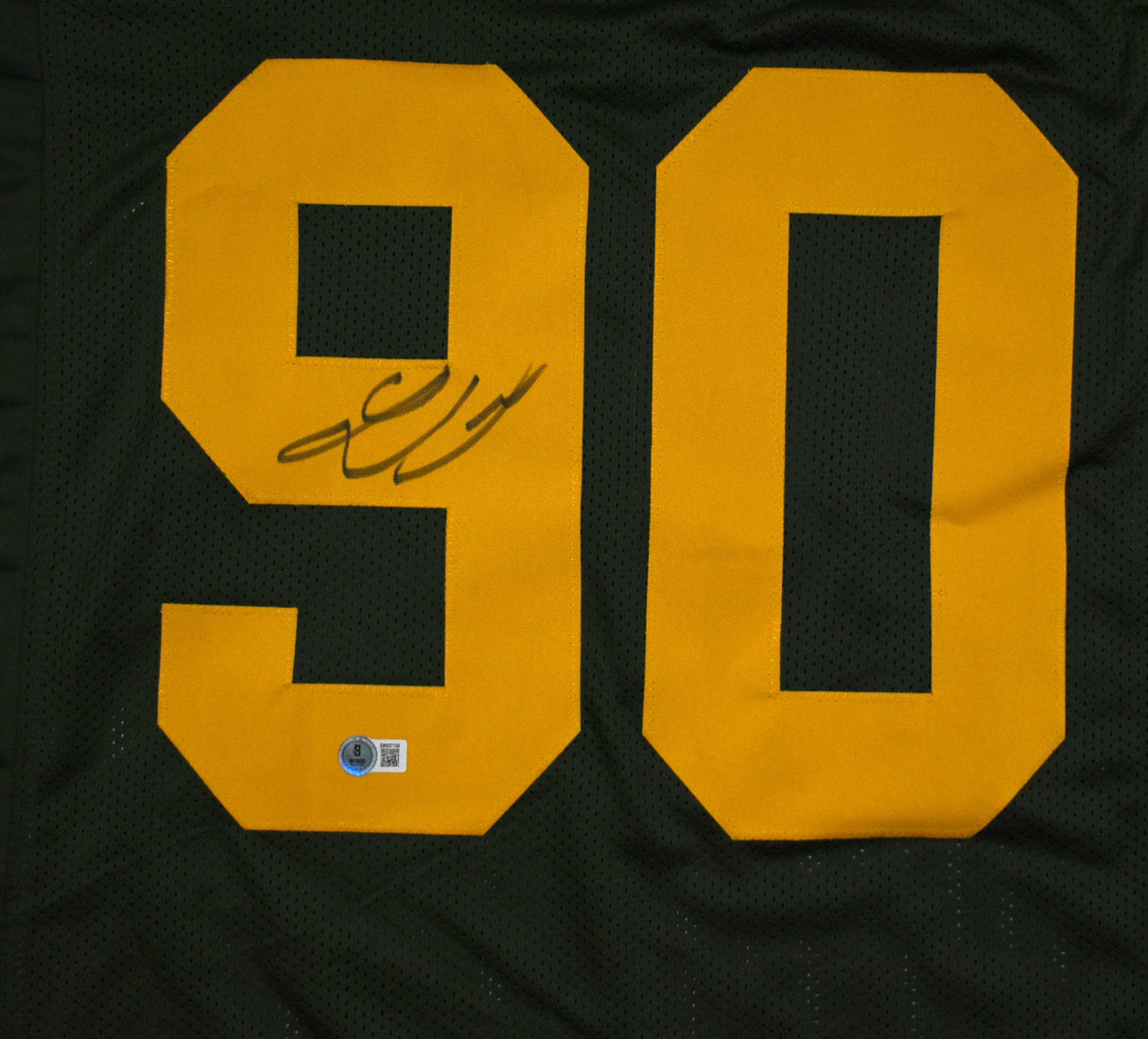 Lukas Van Ness Autographed Green Yellow # Pro Style Jersey - Beckett W Hologram